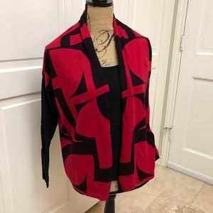 Chico’s cardigan in abstract red & black design